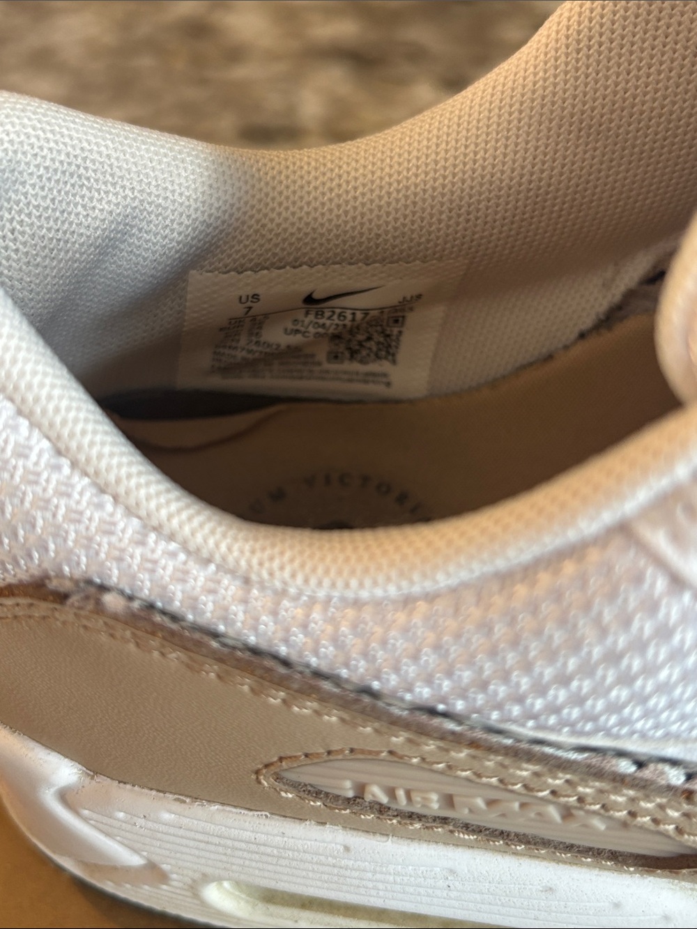 Nike Women's White and Tan Sneakers with Patterned Swoosh - Picture 6 of 10